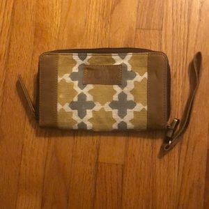 Leather and canvas clutch/wallet